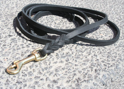 Dog Show Leather Leash with Elegant Braiding - 8 ft Long